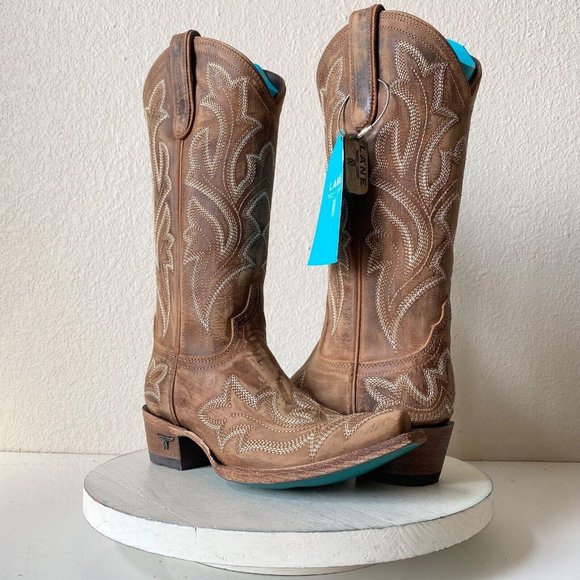 Lane Shoes - NEW Lane Saratoga Womens Western Boots 6.5 Brown Leather Snip Toe Wedding 13"